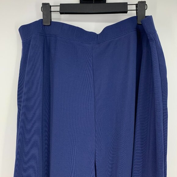 Susan Graver Pants Blue Liquid Knit Pull On Ribbed Straight Leg - Picture 9 of 10